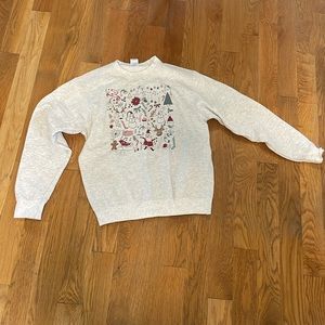 Port and Company Gray Sweatshirt with Festive Print